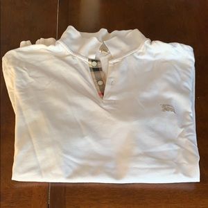 Men’s white Burberry polo shirt
